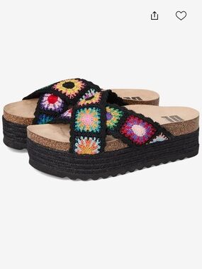 Dirty Laundry Women's Worble Platform Sandals black crochet - 10